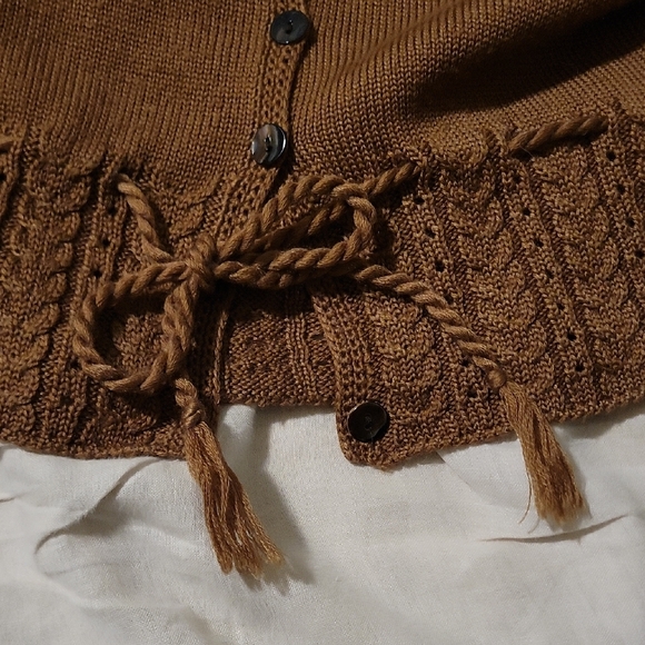 Vintage Cottagecore Susan Bristol Wool Brown Floral Cardigan - M - Picture 6 of 10